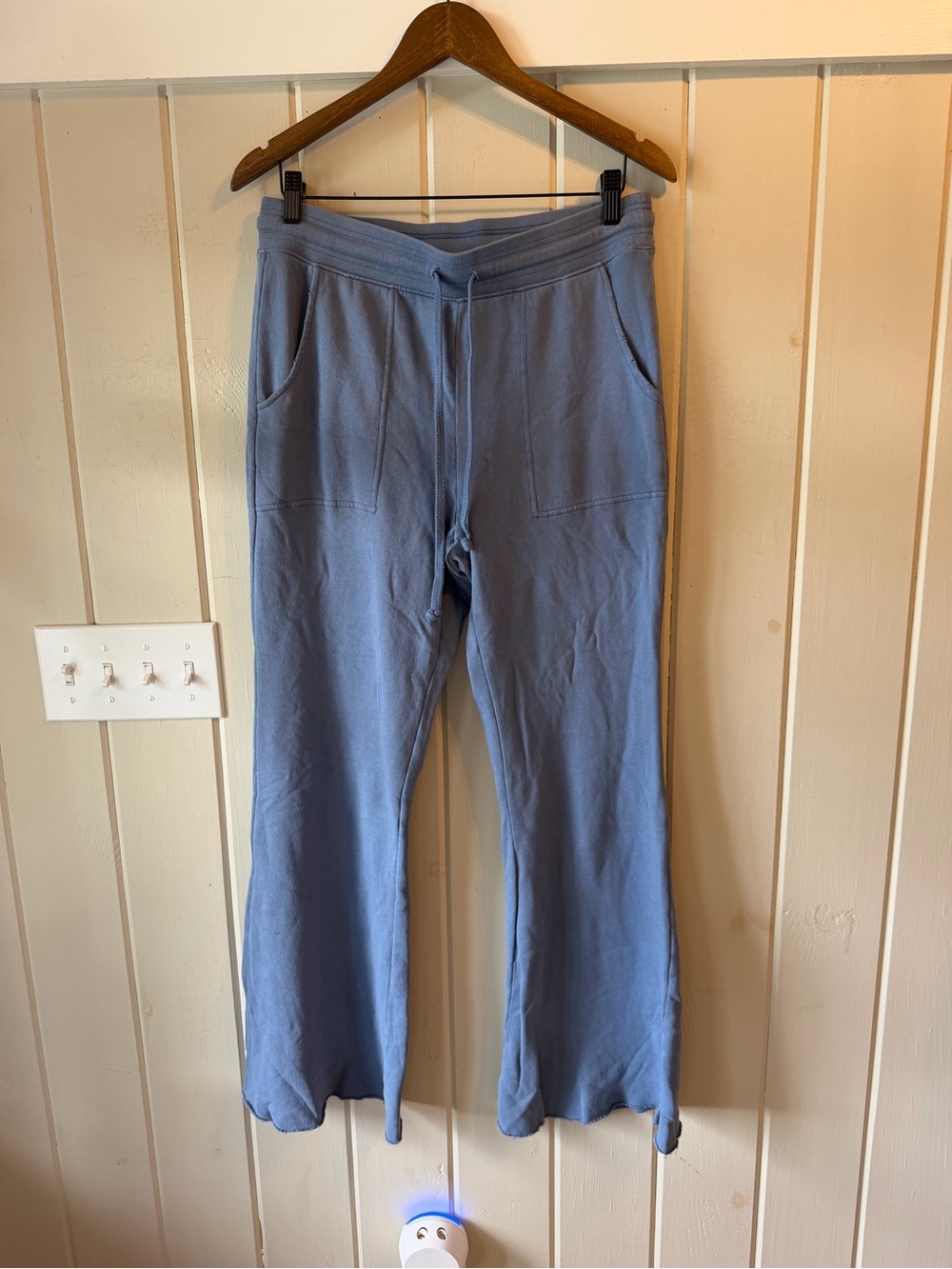 aerie Dusty Blue Boot Cut Sweatpants, Size Large